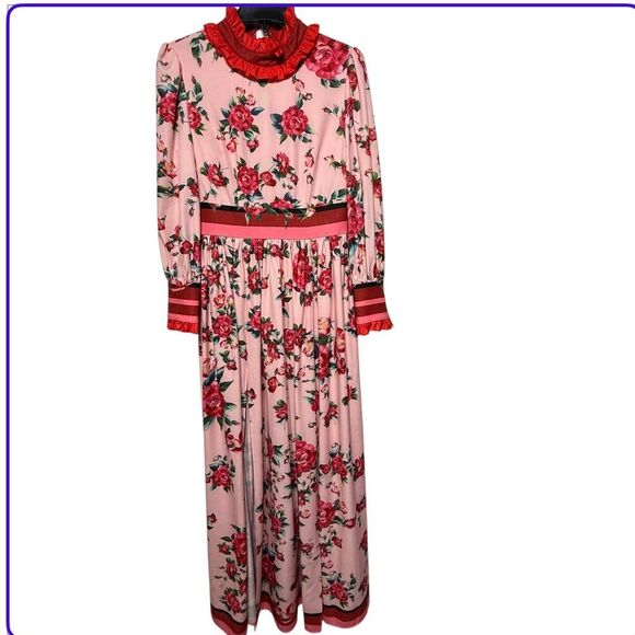 Comino Couture London Let’s Split Pink Floral Long Sleeve Maxi Dress 6 NWT - Picture 8 of 16